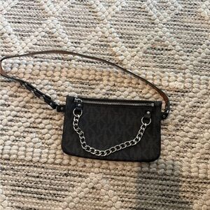 Michael Kors Black Crossbody with Silver Chain Accent